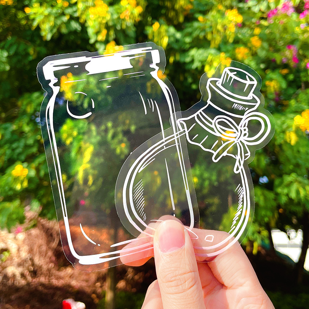 活动奖品创意瓶子干花贴纸学生透明PET植物标本贴纸包手工DIY书签