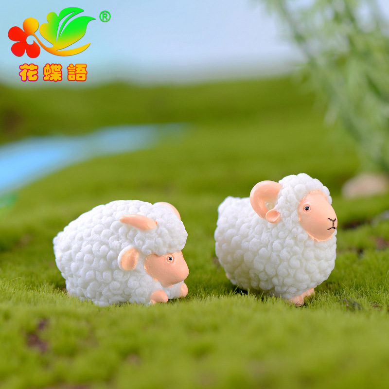 可代加工白绵羊 苔藓微景观DIY树脂工艺彩绘生肖羊动物小摆件装饰