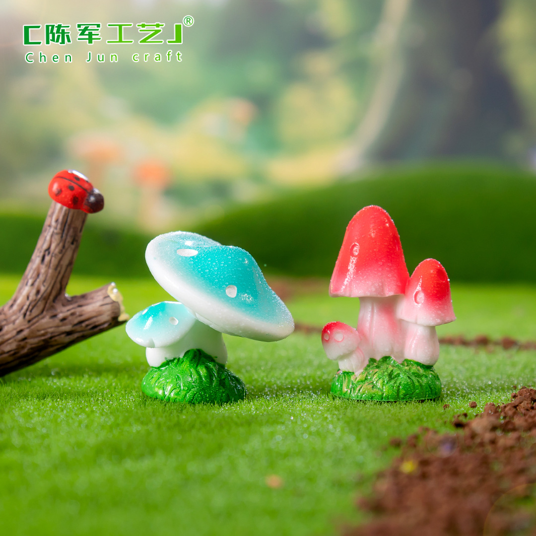 定制外贸微景观创意彩色仿真小蘑菇 园艺苔藓DIY生态瓶造景装饰配