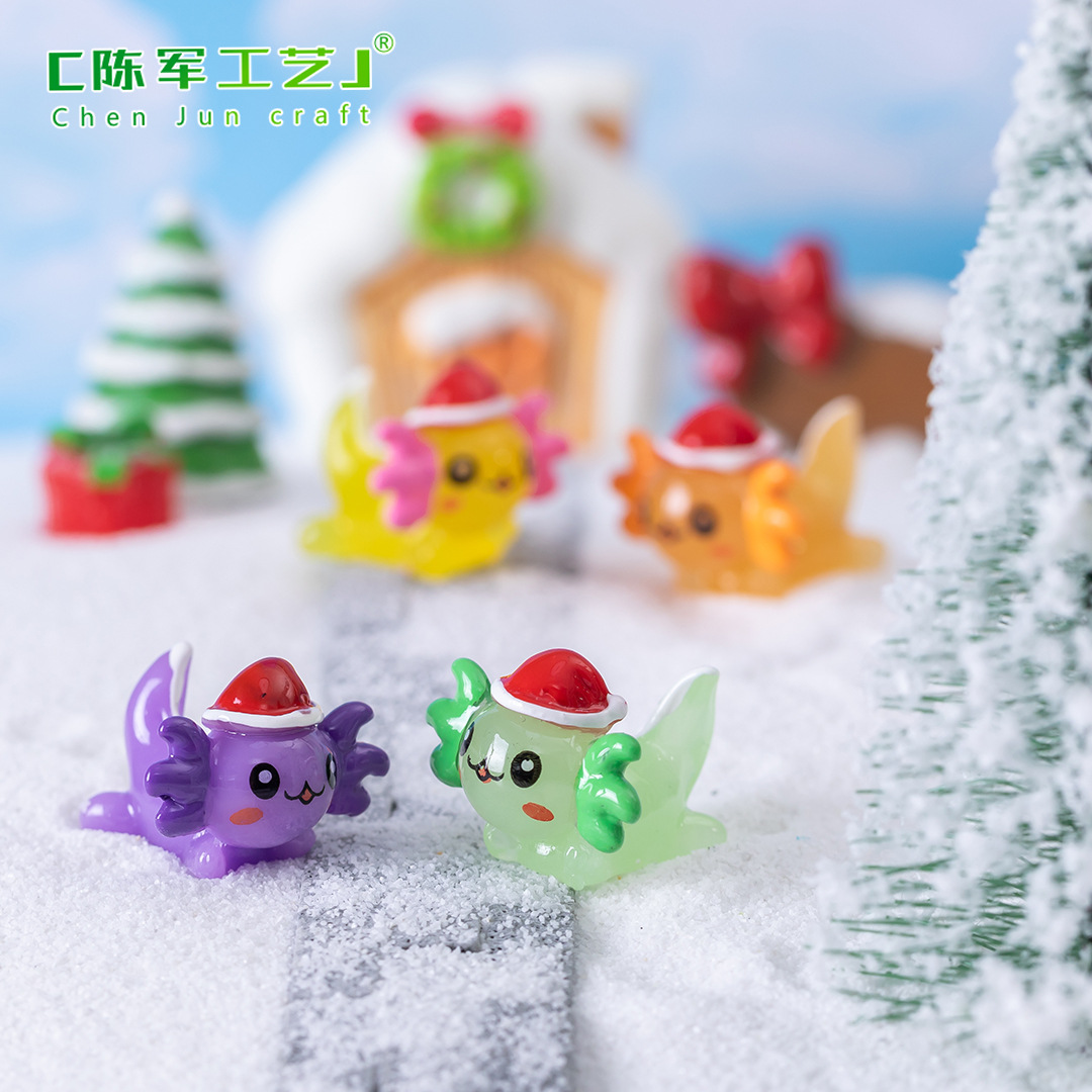 装饰配件外贸微景观创意圣诞六角龙动物水晶雪球造景装饰品配件迷