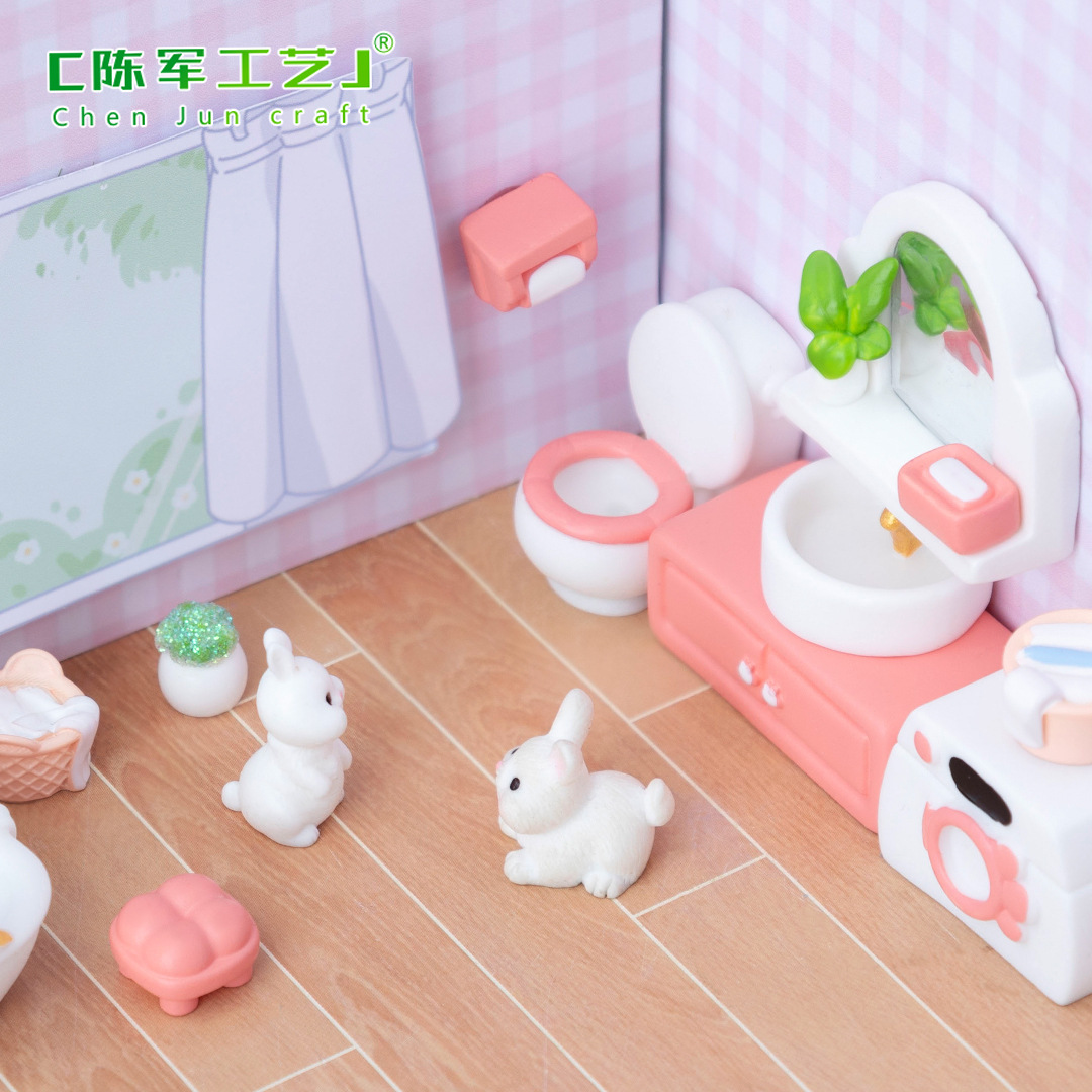 模型配件创意可爱粉嫩浴室娃娃屋家具用品微景观diy装饰品配件迷