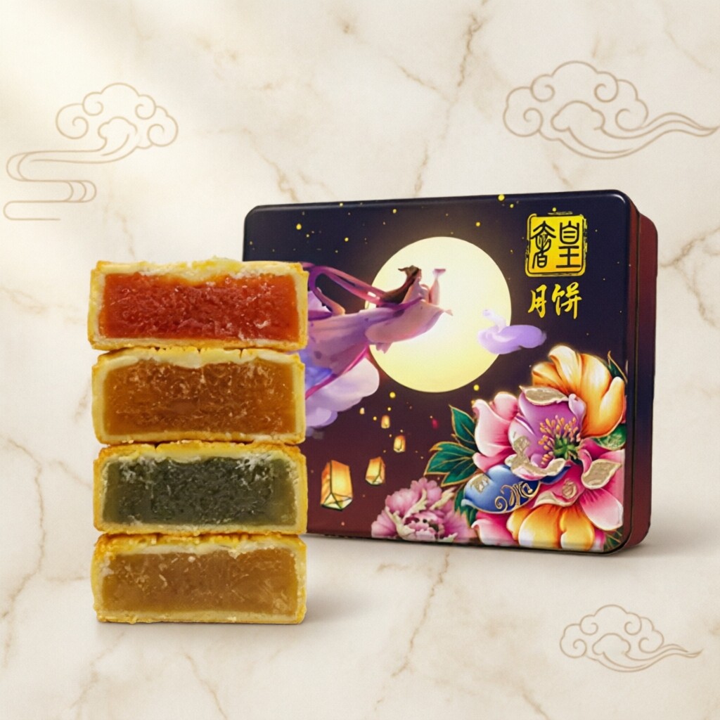 广式月饼单蛋黄白莲蓉 包邮促销员工月饼团购 铁皮送礼盒装中秋