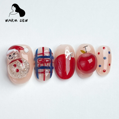 【年颂】捏捏可爱跳脱新年圣诞冬季穿戴甲美甲红色猫显白秋冬新年