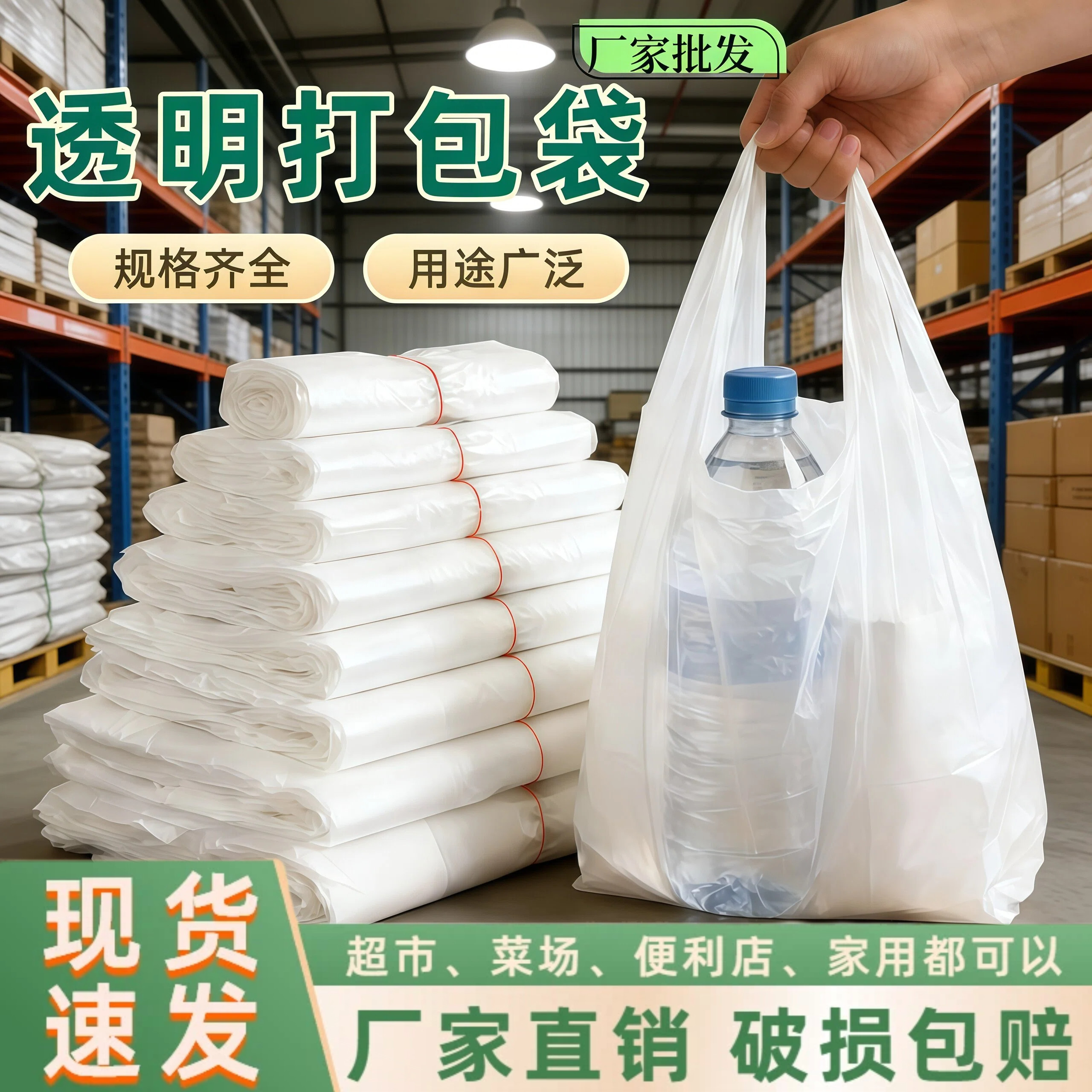 白色一次性塑料袋批发超市购物摆摊商用外卖打包袋加厚手提背心袋