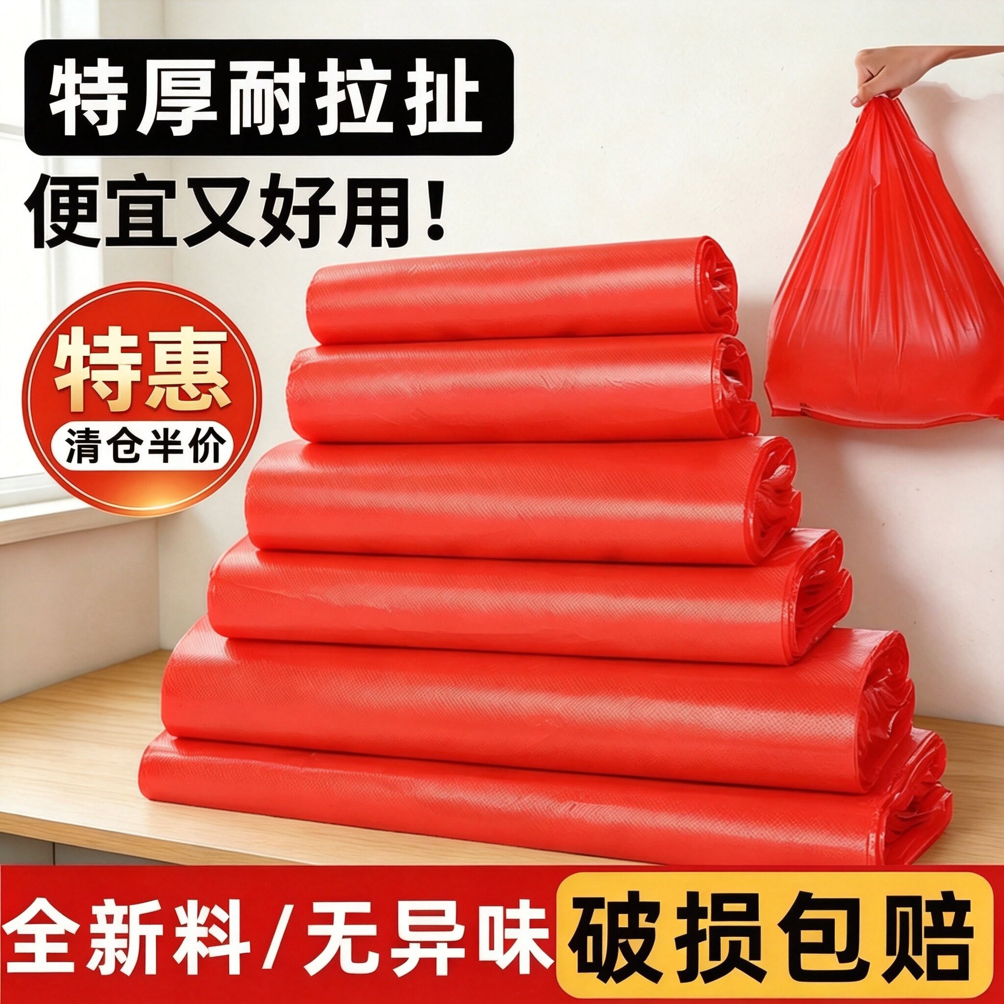 红色塑料袋一次性加厚背心袋