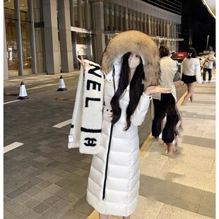 【当日发】面包服女长款2024冬季新款过膝大毛领加厚收腰长款外套