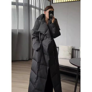 洋气时髦立领抽绳收腰羽绒棉服新款时尚百搭中长款外套女