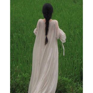 新中式禅意风海边度假超仙女飘逸白色罩衫吊带裙套装女夏