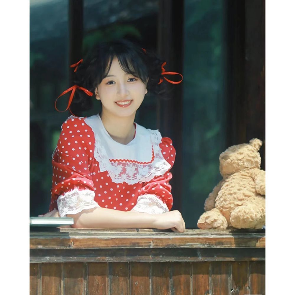 复古少女学院风波点显瘦