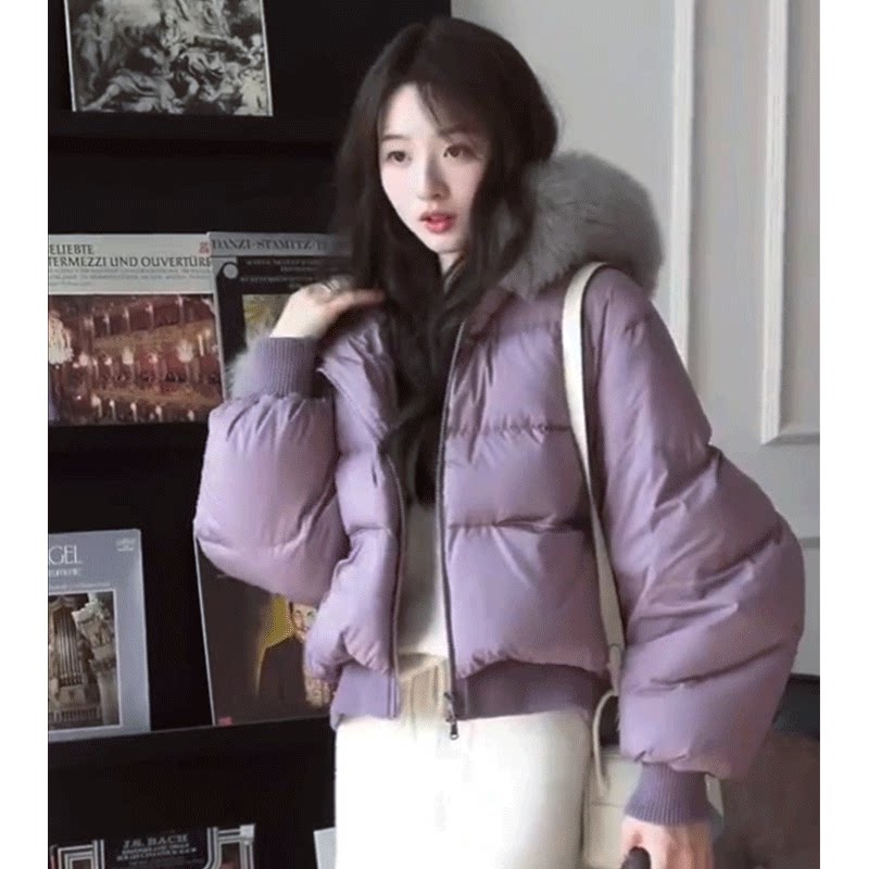 雪顶泡芙~狐狸大毛领 短款羽绒服小个子女加厚外套