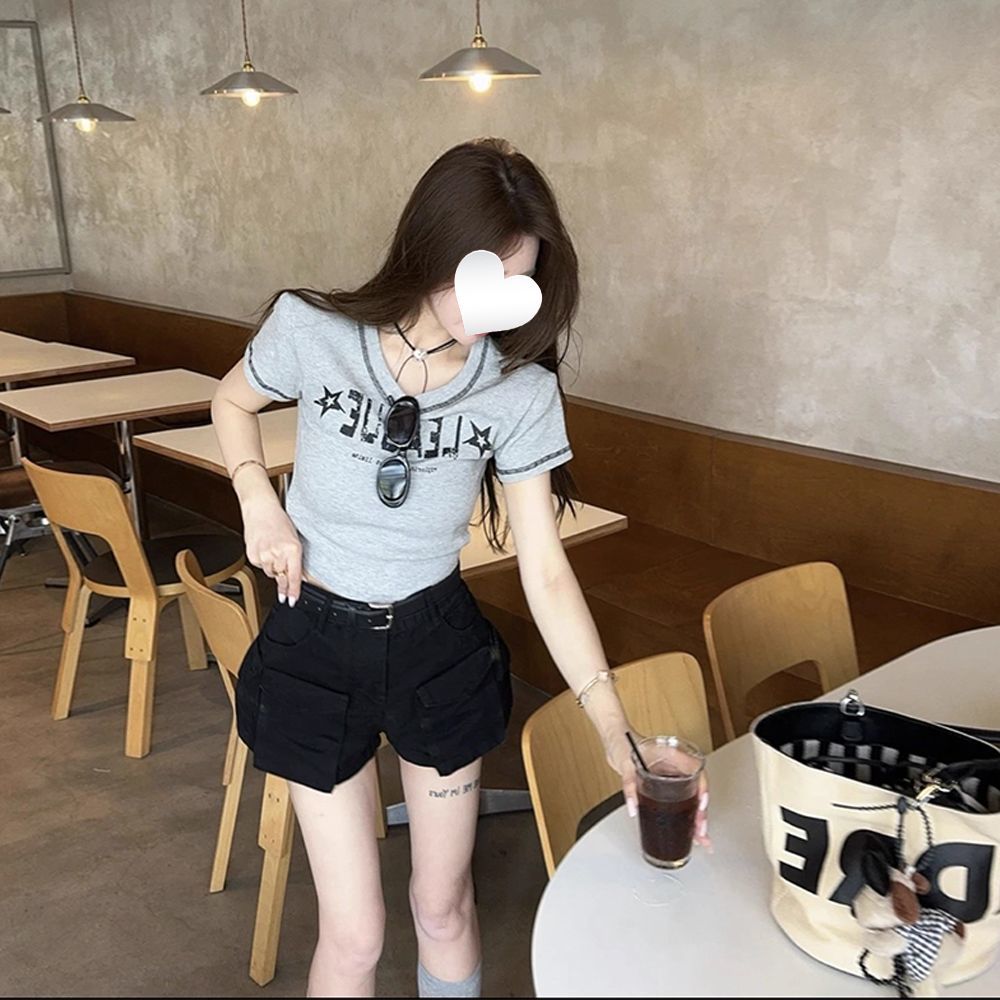 美式工装阔腿时尚黑色裤