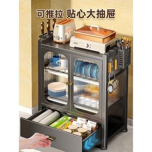带柜门厨房碗碟沥水收纳架家用台面橱柜碗柜防尘放碗盘子餐具柜子