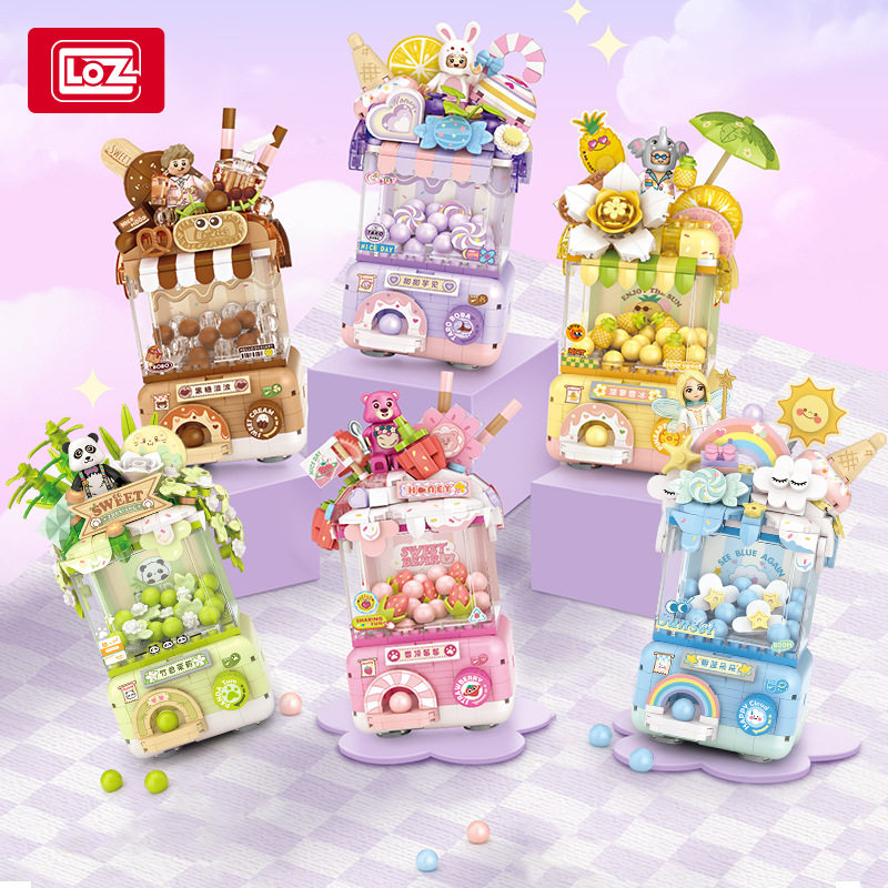 LOZ 82Q萌扭蛋机小颗粒拼装积木玩具创意女孩儿童摆件礼物