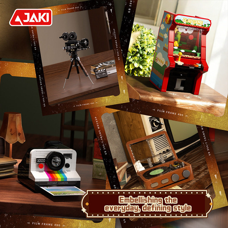 佳奇JK8210-16复古电器打字机拍立得积木玩具摆件拼装模型儿童礼图片