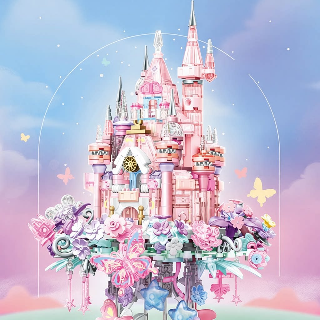森宝611105花颜城堡灯光公主屋组装模型女孩创意拼装积木玩具礼物