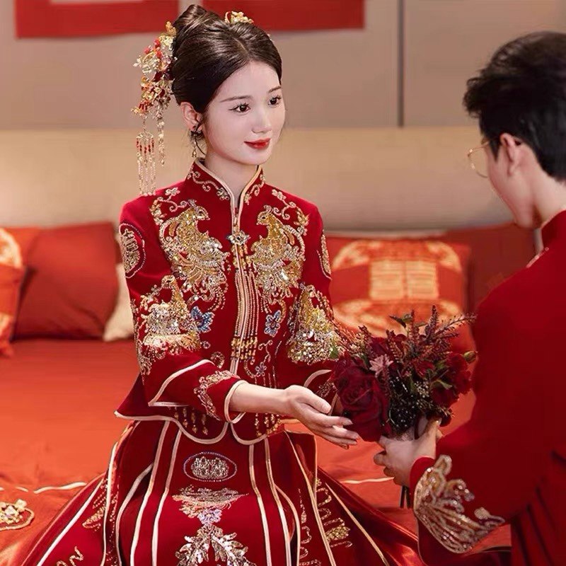 秀禾服中国风新中式新娘结婚礼服敬酒服女嫁衣出阁服婚服小个子