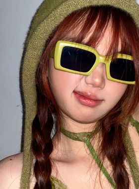 森蓝家新款复古欧美风方形粗边框太阳镜 潮流女士街拍凹造型墨镜