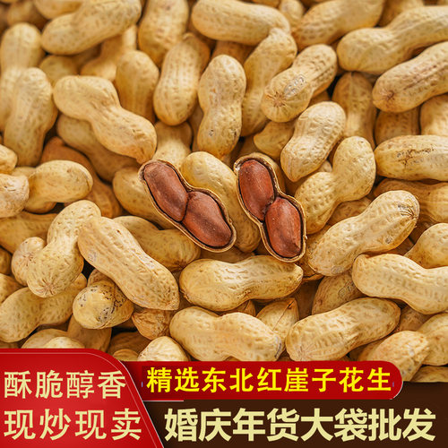 新炒新货东北红崖子红皮花生批发