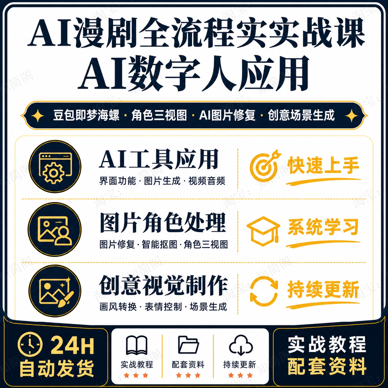 AI漫剧实操课豆包即梦海螺角色三视图图片修复场景生成课程