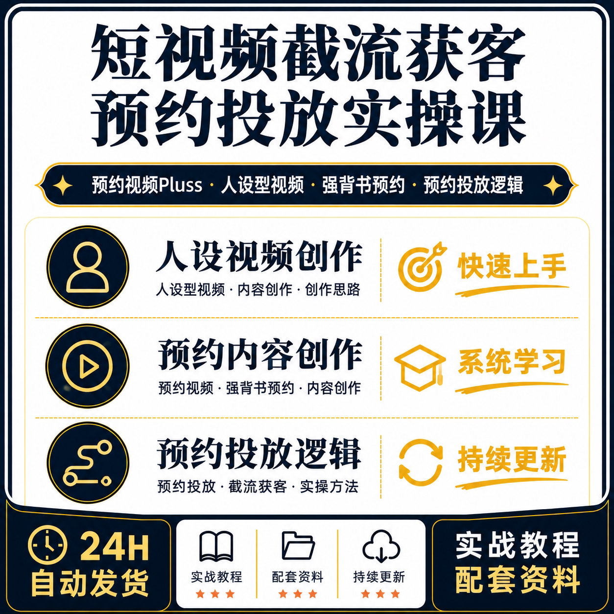 短视频截流获客实操课人设型视频强背书预约投放逻辑新版获客系列