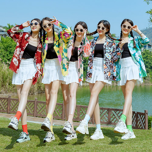 长袖花衬衫夏威夷风印花港风