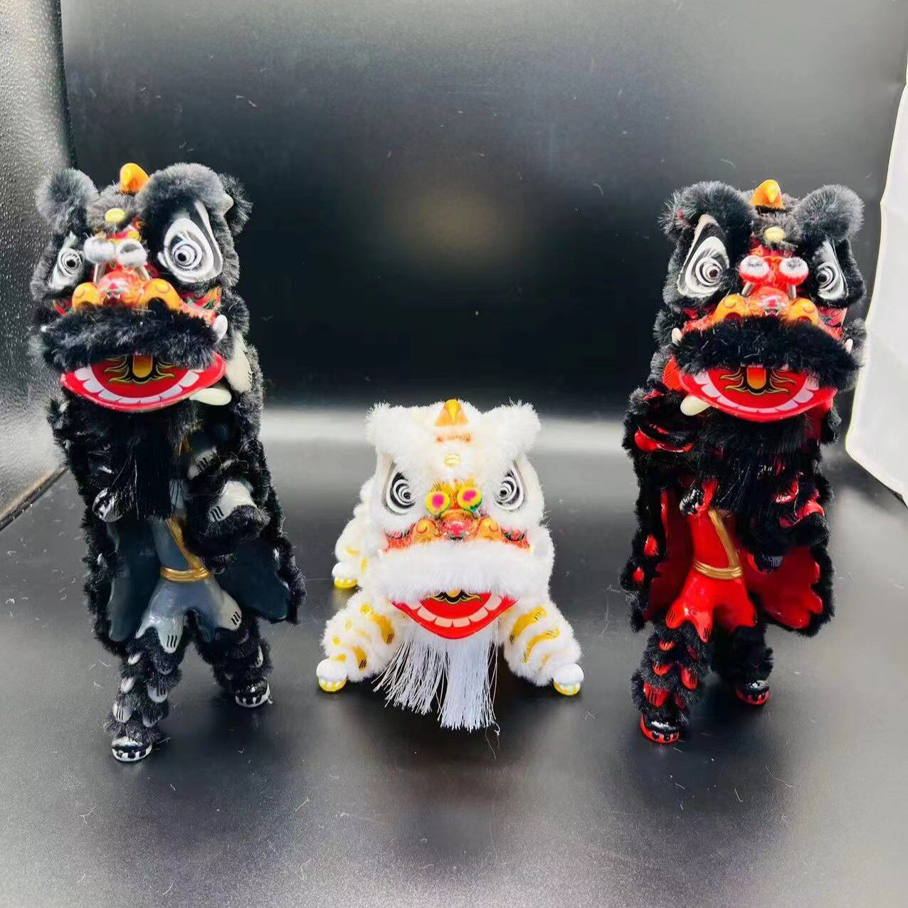醒狮模型人偶摆件汽车桌面装饰摆设国潮佛装狮树脂工艺品迷你狮子