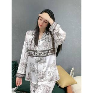 家居服套装 春秋季 甜美可爱公主风丝绸夏季 睡衣女长袖 冰雪丝韩版