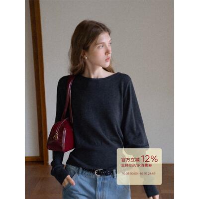 EGGKA法式圆领收腰毛针织