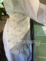 GR Green Korean-style country floral apron for household cleaning, retro flower shop and restaurant anti-stain waist work clothes thumbnail 5