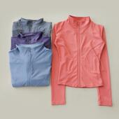 立领外套跑步健身夹克上衣 瑜伽服速干显瘦拉链开衫 运动长袖 女修身