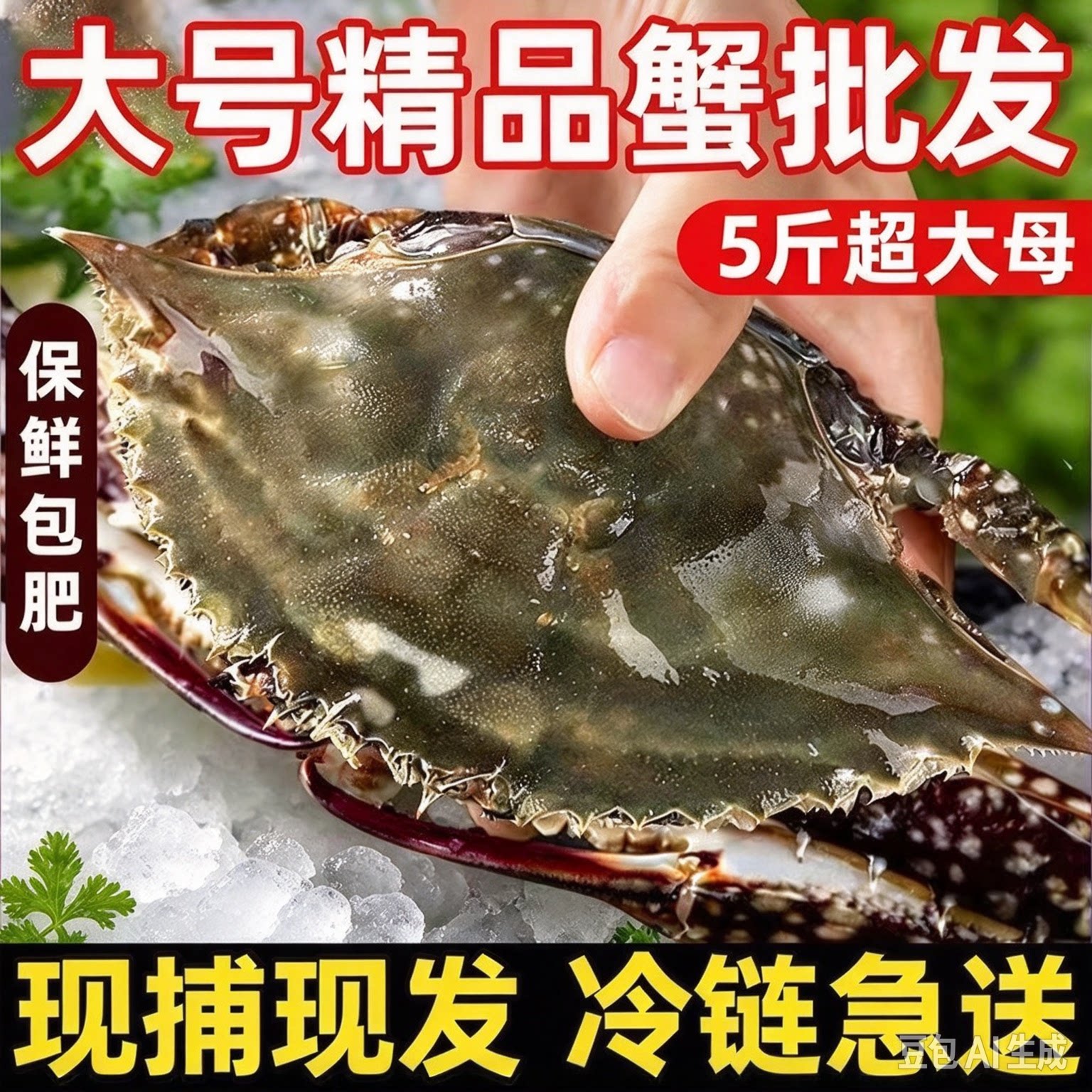 顺丰特大梭子蟹母蟹野捕新鲜冷冻特大海螃蟹白蟹飞蟹冻蟹海鲜批发