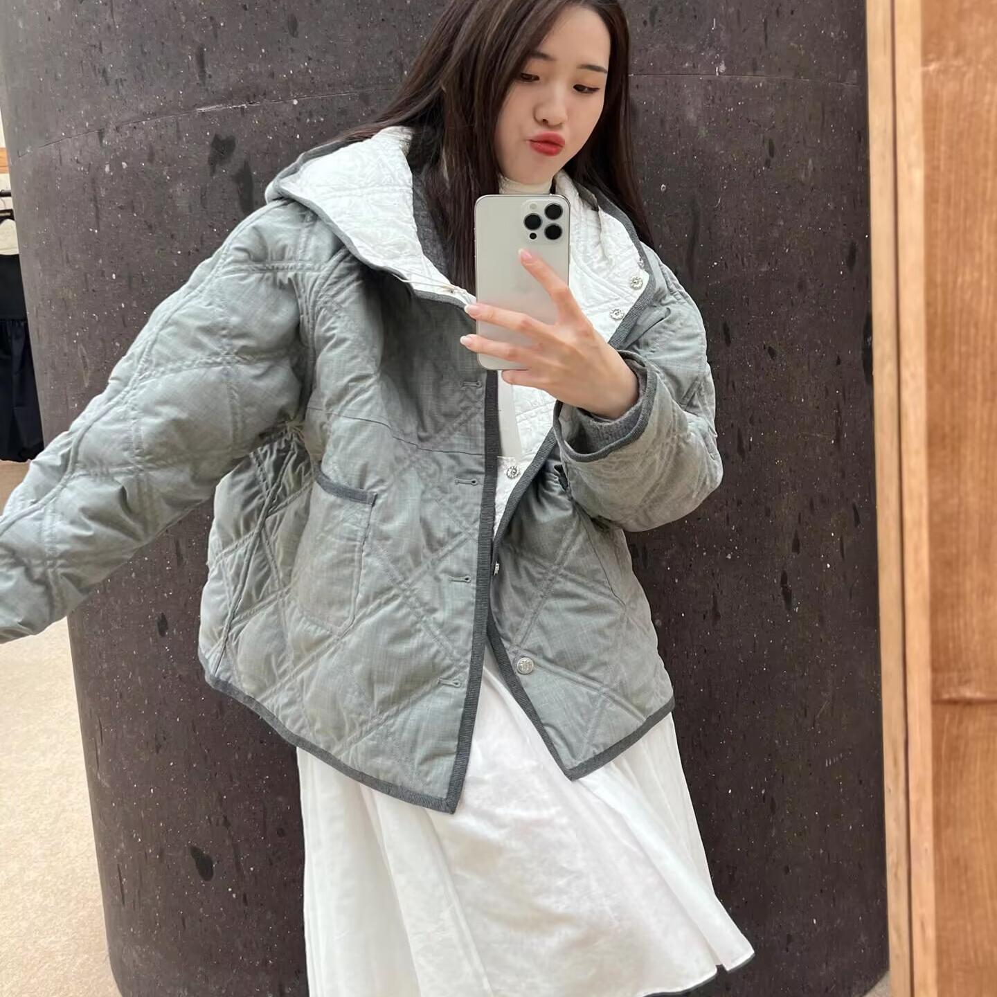 【高版本】Marchen菱形格双面穿连帽棉服秋冬外套棉服外套