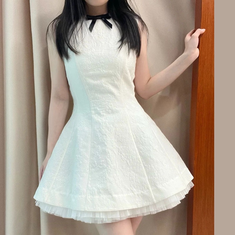 【高品质】春季新款shushu提花版蓬蓬圆领修身连衣裙小礼服sst