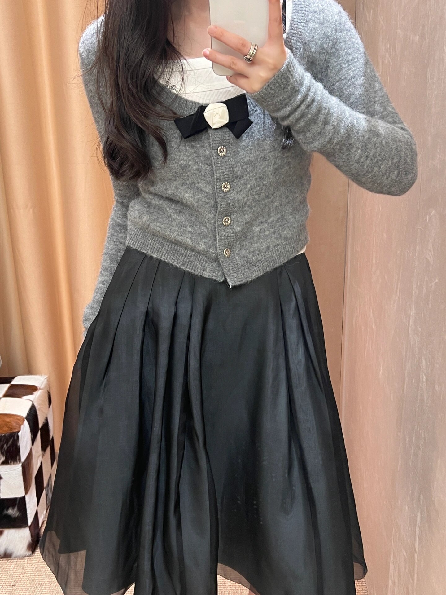 高定版蝴蝶结花朵胸针开衫