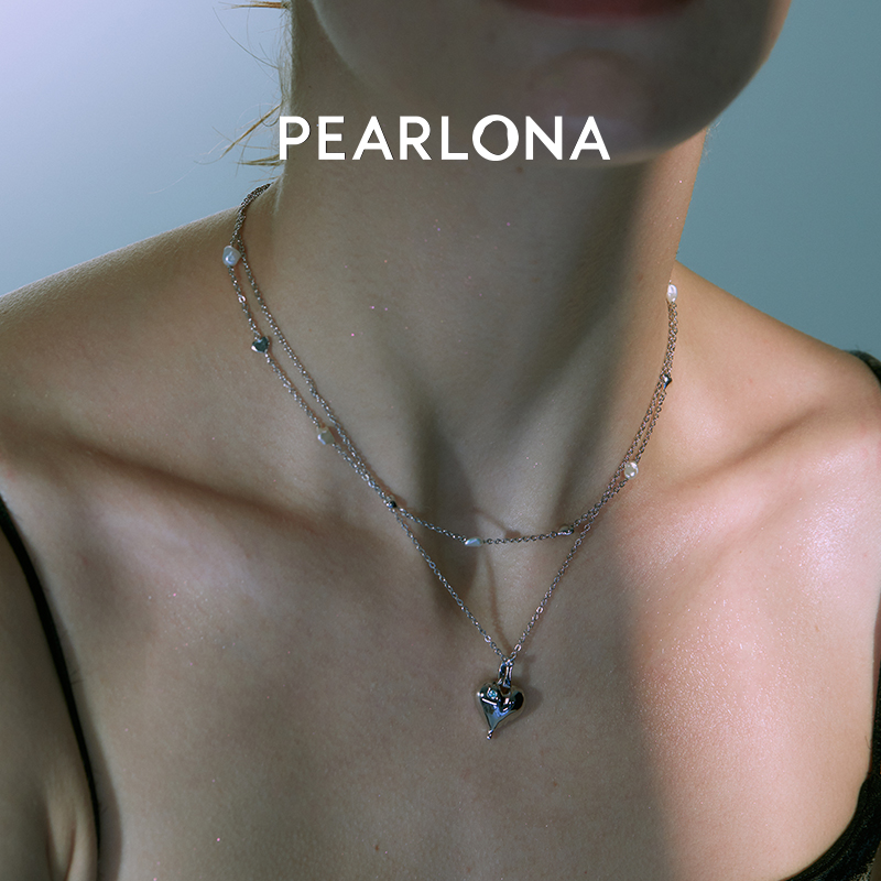 PEARLONA爱心叠戴满天星珍珠项链