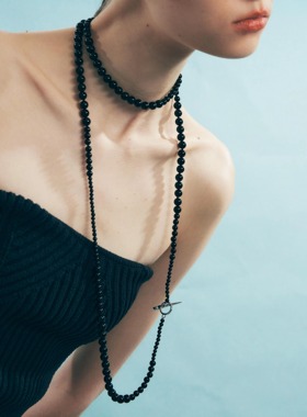 PEARLONA海螺复兴渐变海螺OT扣毛衣链粉女王贝珠白马蹄螺珠黑玛瑙