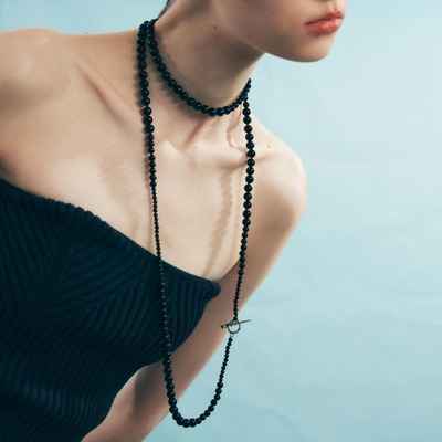 PEARLONA海螺复兴渐变海螺OT扣毛衣链粉女王贝珠白马蹄螺珠黑玛瑙