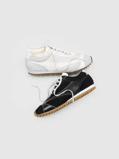 Rzaaz Washed Horse Leather Vintage Distressed Casual Sneakers Men's Shoes Irregular Deconstructed German Training Shoes