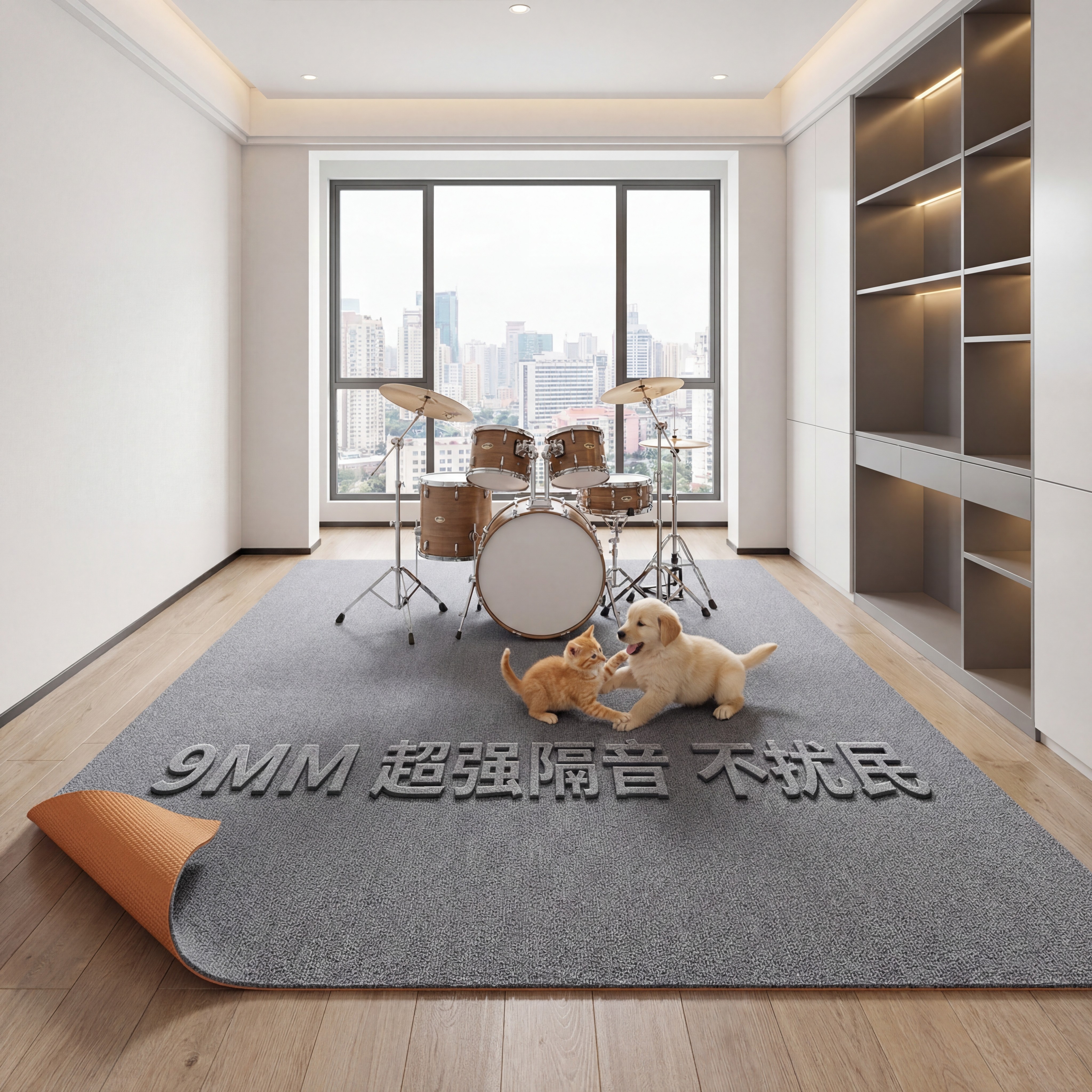 架子鼓专用隔音地垫楼上楼下专业减震超强卧室垫子专用加厚地毯