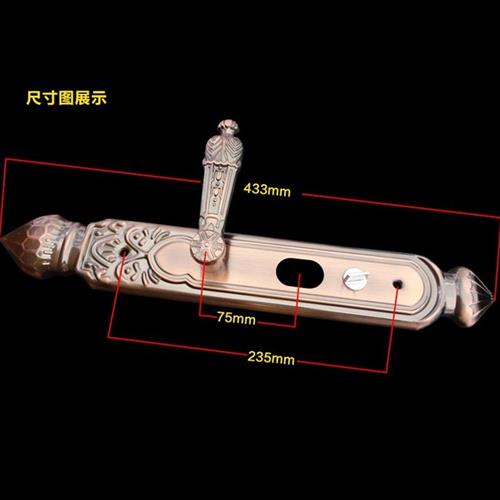 防盗门拉手把手大门锁桃形合金执手红古铜大门把手门锁对开门把