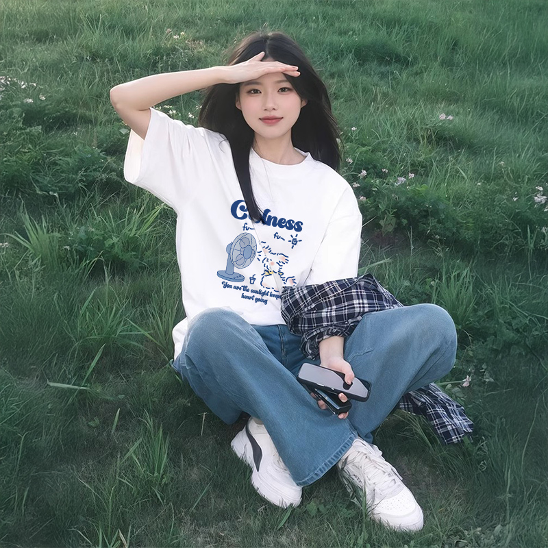 柠栀衣橱白色短袖t恤女2025新款爆款夏季纯棉宽松半袖韩系设计感
