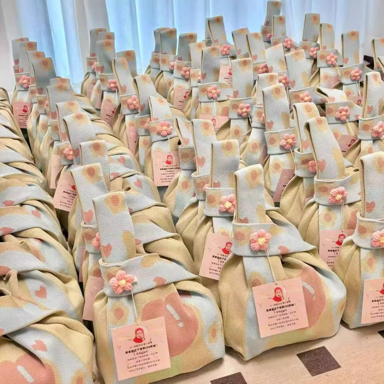 针织手拎小包宝宝满月宴伴手礼袋生日礼品袋婚礼喜糖伴手礼手提袋