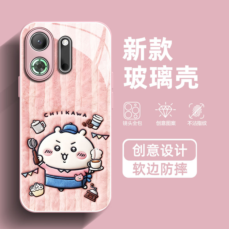 chiikawa适用OPPOk13Turbo手机壳K12S乌萨奇K11X吉伊卡哇K10Pro仿毛绒9S高级感新款防摔小八情侣玻璃保护套