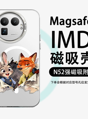 疯狂动物城2适用磁吸手机壳真我GT8Pro朱迪真我GT8尼克realme复古可爱小众女全包男防摔IMD彩银情侣保护套