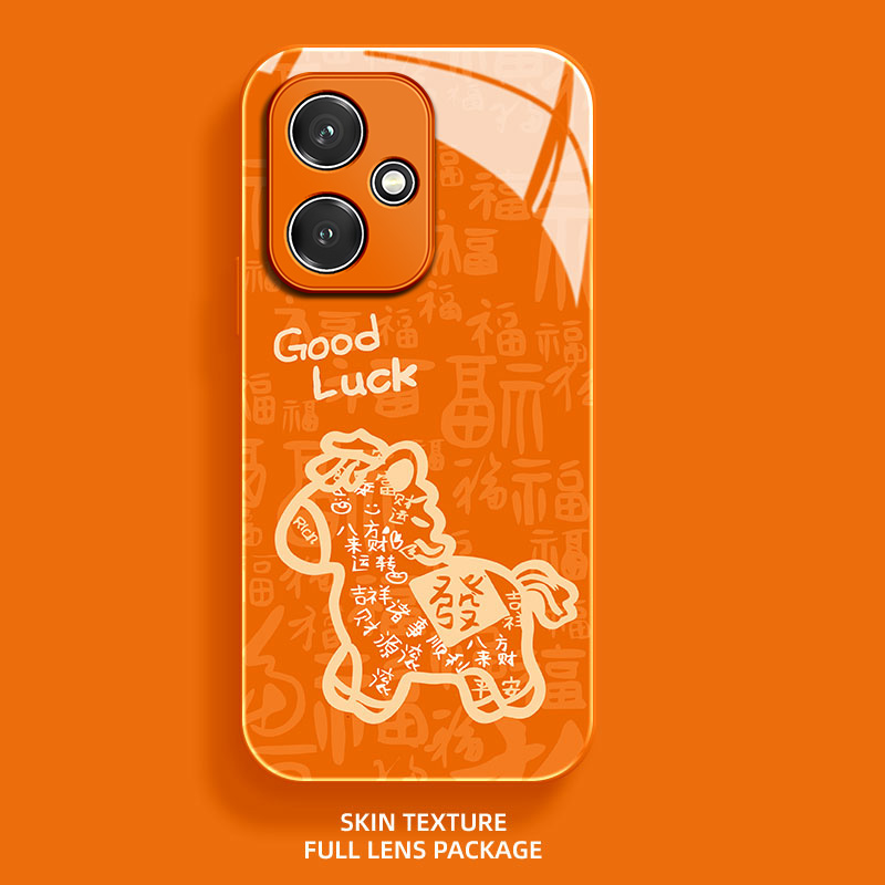 马上发财适用荣耀400手机壳300Pro好运200新年100福字90GT高级感80新款70男60SE超火全包情侣30s玻璃保护套