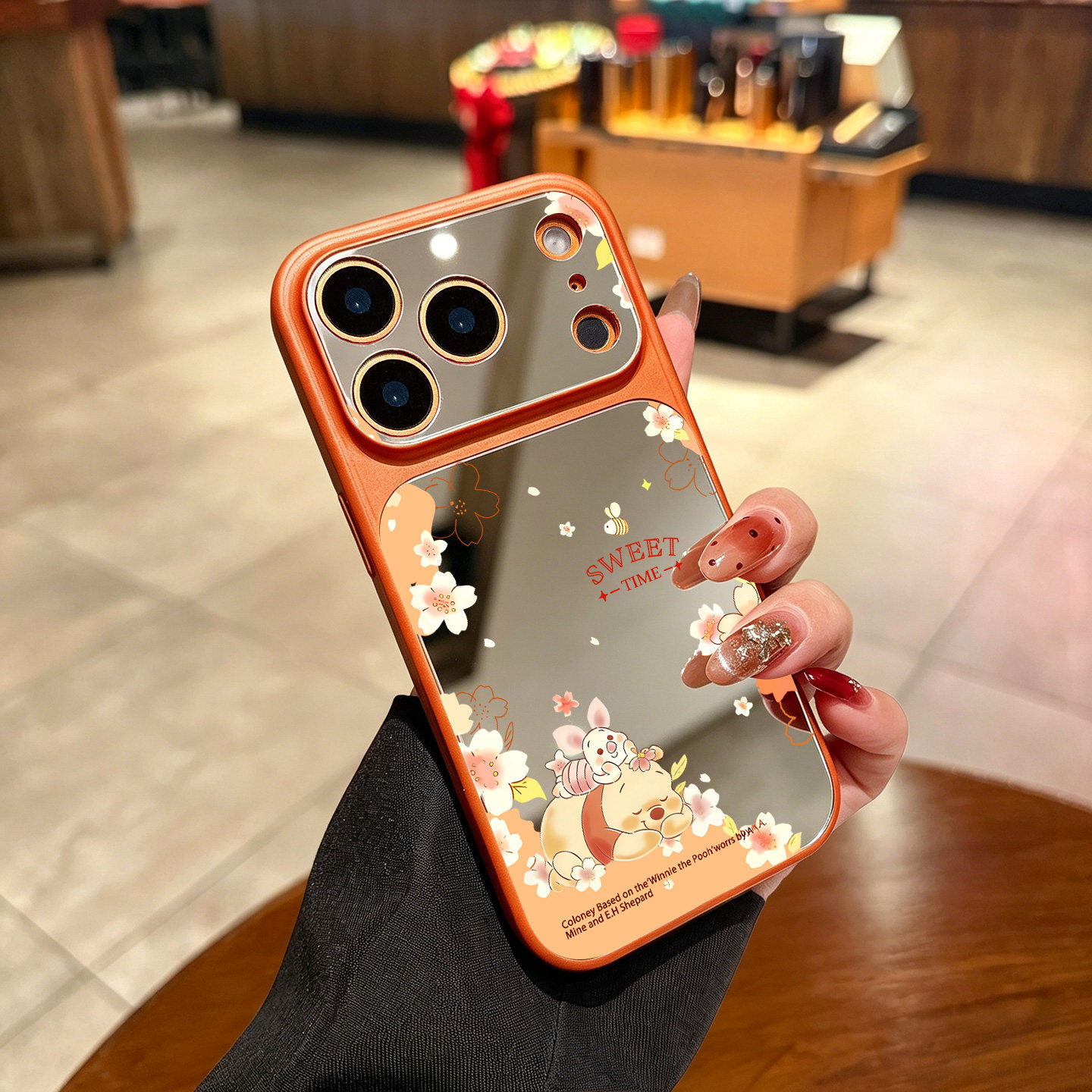 镜面花朵维尼适用苹果17PROMAX磁吸手机壳iPhone16治愈系15plus可爱14高清13新款Air高级感全包防摔