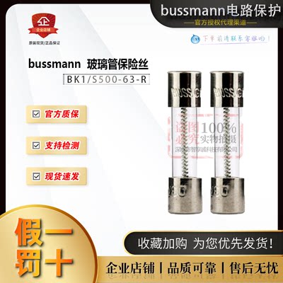 bussmann快速保险丝 BK1/S500-4A/63A-R 玻璃管熔断器 议价产品