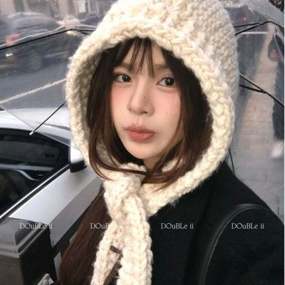 double i i 韩系纯色简约巴拉克拉法帽女秋冬针织保暖拉法帽爆款
