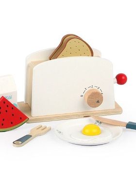 Wooden Pretend Play Sets Simulation Toasters Bread Maker