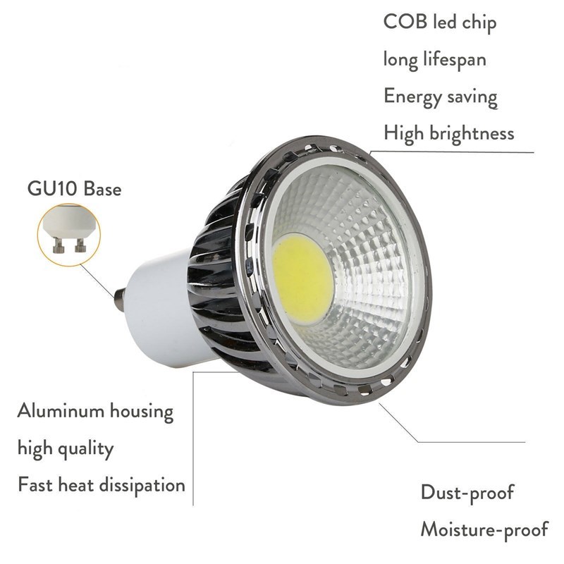 10Pcs/Set Ultra Bright LED COB Spotlight 5W GU10 Light Bulb